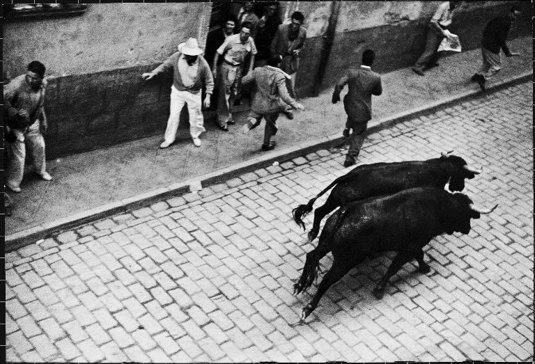 Running of the bulls for fiesta of San Ferman. (Photo by Anthony Linck/The LIFE Picture Collection © Meredith Corporation)
